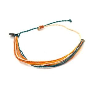 Pura Vida Multi Strand Cord Bracelet Orange Teal Yellow Boho Adjustable Charm